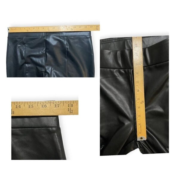 Loft Black Faux Leather Stretch Pants/Leggings, Size L - Picture 8 of 9